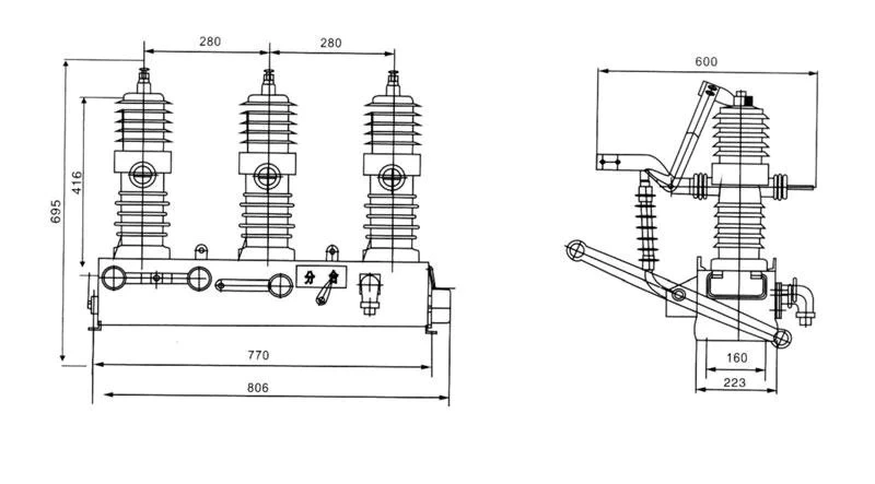 Máy cắt chân không điện áp cao 10kv Cơ quan giám sát Nam châm vĩnh cửu ngoài trời Công tắc chân không cách ly cực thông minh